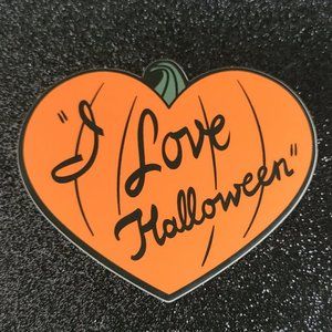 I Love Halloween Pumpkin Heart Vinyl Sticker